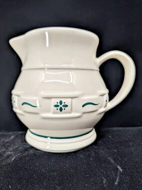 Longaberger Pottery Woven Traditions Small Juice Pitcher, Heritage Green 30431